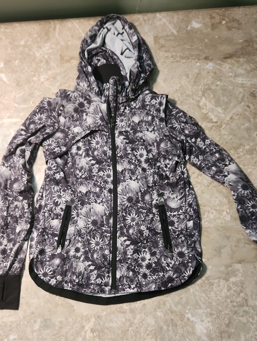 lululemon Athletica  Bring Back The Track  Gray Florall Hooded Jacket